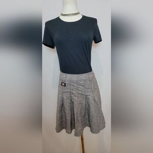 Dickies Brown And Tan Pleated Plaid Skirt, Size Medium